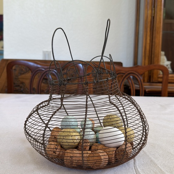 Rustic Wire Basket with Multicolor Accents - Picture 1 of 7